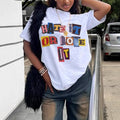 Damen T-Shirt mit auffälligem Schriftzug und lockerer Passform R&B