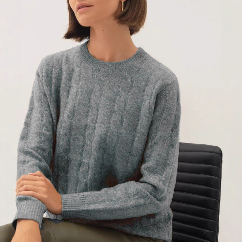 Damen Rückenschnitt Pullover mit strukturiertem Zopfmuster