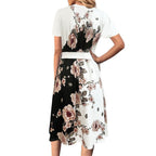 Damen Etuikleid mit floralen Motiven und taillierbarem Gürtel R&B