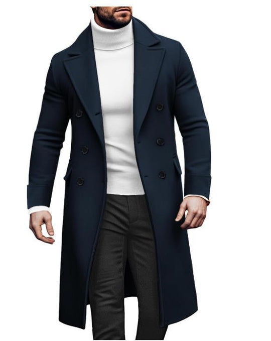 Herren Eleganter Doppelreiher-Mantel mit hochwertigem Material und klassischem Schnitt R&B