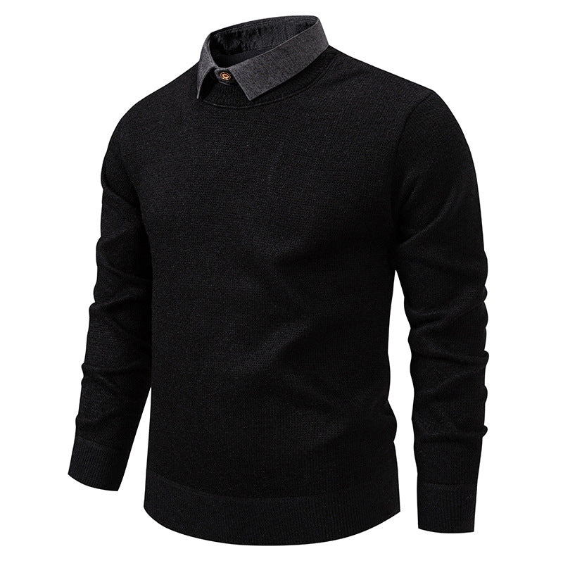R&B | Herren Strickpullover mit Kontrastkragen