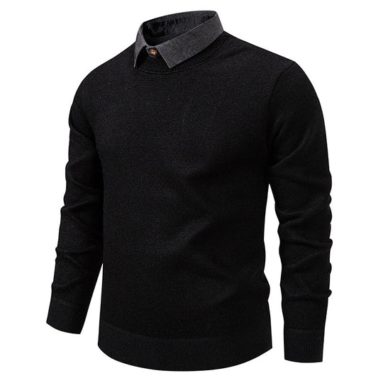 R&B | Herren Strickpullover mit Kontrastkragen