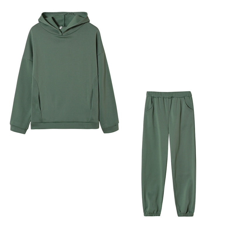 Damen lässiges Hoodie-Set mit elastischer Taillierung und praktischen Taschen R&B