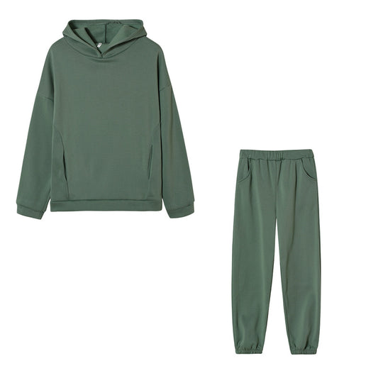 Damen lässiges Hoodie-Set mit elastischer Taillierung und praktischen Taschen R&B