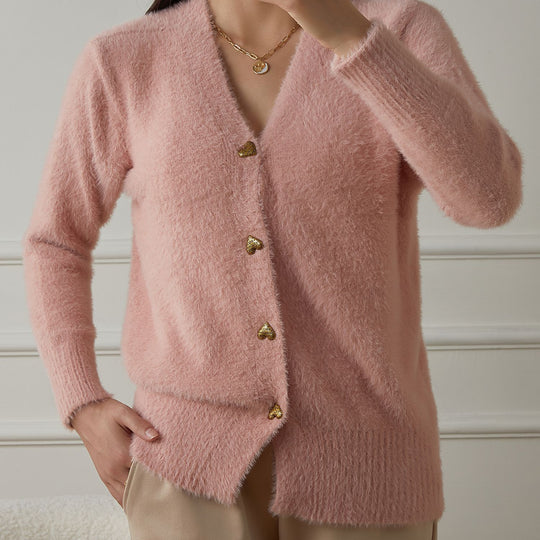 Damen kuschelige Strickjacke R&B