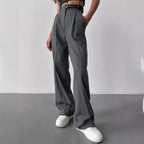 Damen Elegante High-Waist-Hose mit Bügelfalte und Bindegürtel R&B
