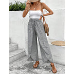 Damen weite Palazzo-Hose mit elastischem Bund und angesagtem Muster R&B