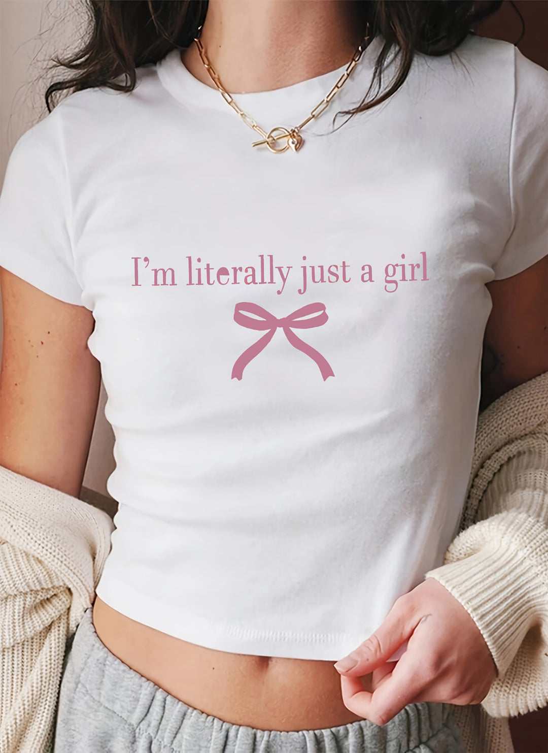 Damen Kurzarm T-Shirt mit aufgedrucktem Lippenmotiv R&B