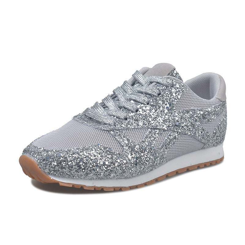 Damen glitzernde Sneakers mit atmungsaktiver Netzstruktur und rutschfester Sohle EB