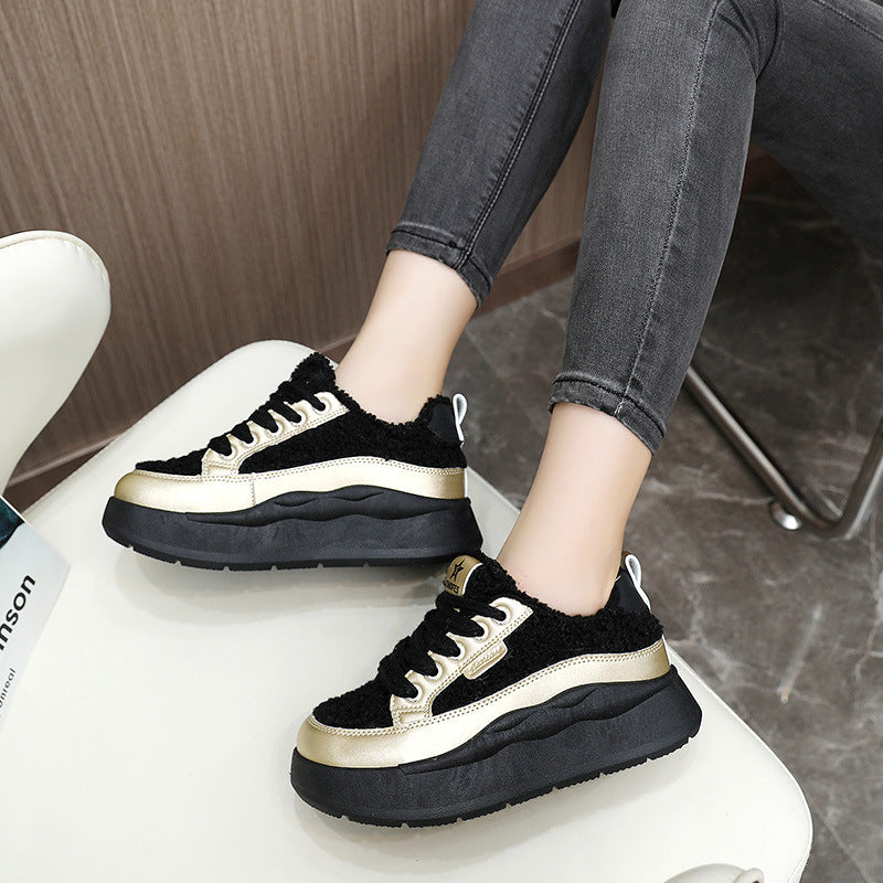 Damen modische Sneaker mit glänzenden Akzenten und kuscheliger Stoffoberfläche R&B