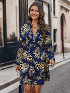 Damen Kurzarm-Kleid mit einzigartigem Tiermuster R&B