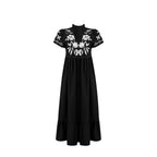 Damen Maxikleid mit floralem Stickdesign und voluminösem Rock R&B
