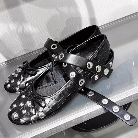 Damen Ballerinas mit modischem Strass-Detail und dekorativem Riemendesign R&B