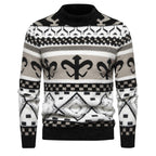 Herren Strickpullover mit modernem Zopfmuster und hohem Kragen