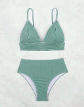 Damen Hochgeschnittener Bikini mit elegantem Streifenmuster R&B