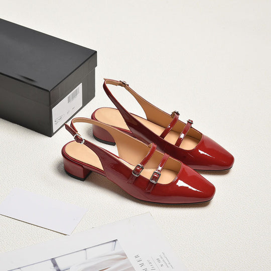 Damen Slingback-Pumps mit modischen Schnallen und elegantem Blockabsatz R&B