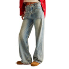 Damen Weite Jeans mit hoher Taille und gesundem Schnitt R&B