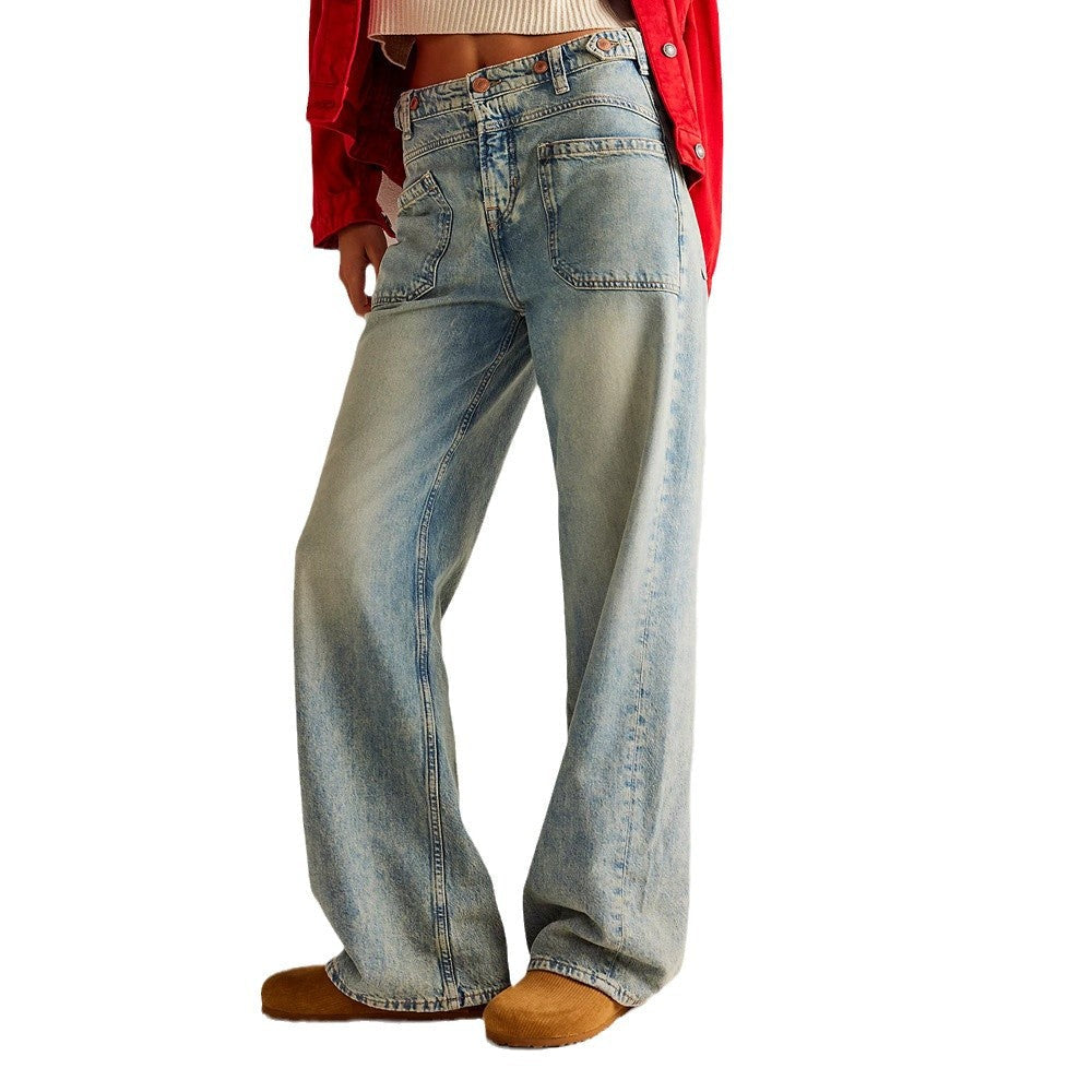 Damen Weite Jeans mit hoher Taille und gesundem Schnitt R&B