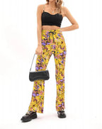 Damen Modeflair Hose mit künstlerischem Muster und elastischem Bund R&B