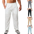 Herren lässige Streifen-Hosen aus Baumwollmix mit elastischem Bund und praktischen Eingrifftaschen R&B