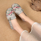 Damen elegante und bequeme Ballerinas mit floralem Stickdesign R&B