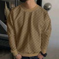 Herren nan geprägter Schachbrett-Sweatpullover mit Oversize-Passform, Rundhalsausschnitt und Rippbündchen R&B