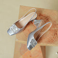 Damen Slingback-Pumps mit glamourösem Schmuckdetail und komfortablem Blockabsatz