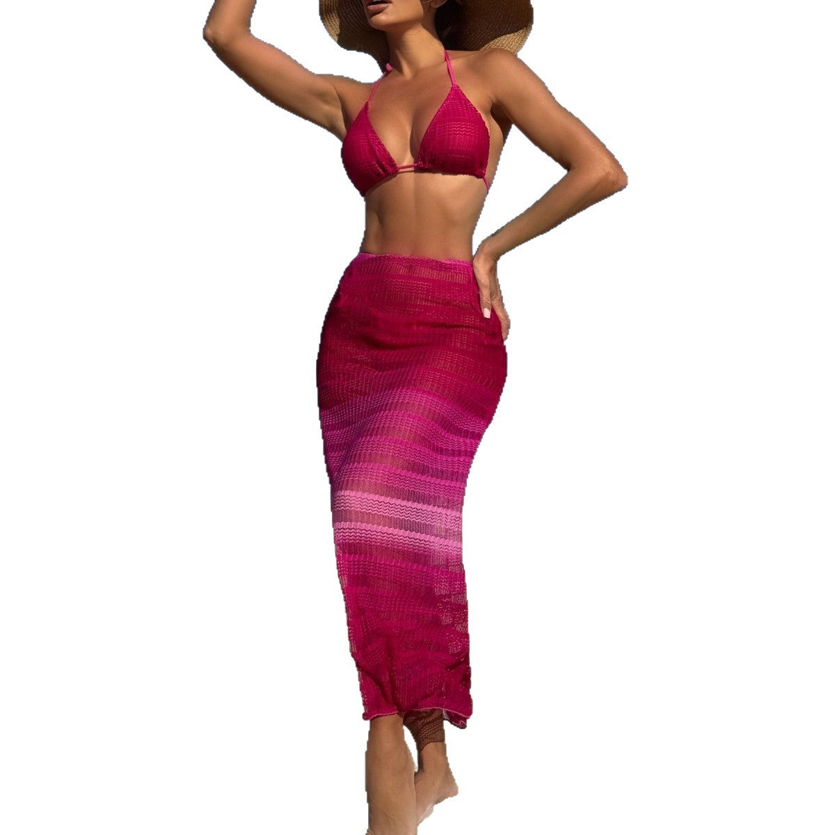 Damen Stilvolles Bikiniset mit transparentem Rock R&B