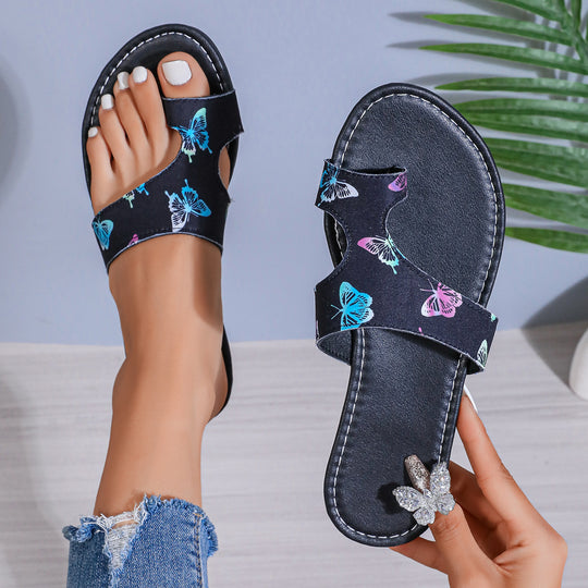 Damen Riemchen-Pantoletten mit buntem Design und komfortabler Sohle R&B
