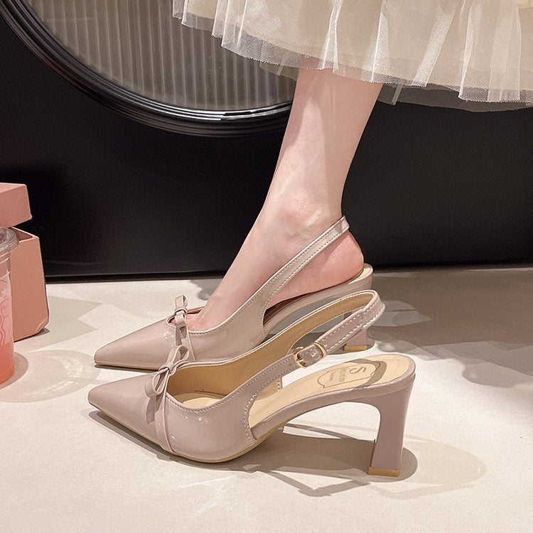 Damen Slingback-Pumps mit spitz zulaufendem Design und glänzender Oberfläche R&B