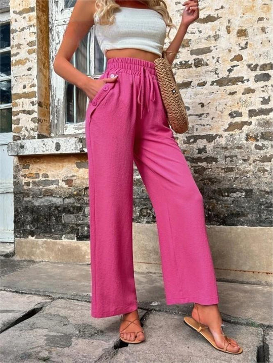 Damen Elegante Freizeit-Hosen mit elastischem Bund und seitlichen Taschen R&B
