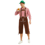 Herren nan traditionelle bayerische Trachtenlederhose knielang mit bestickten Hosenträgern R&B