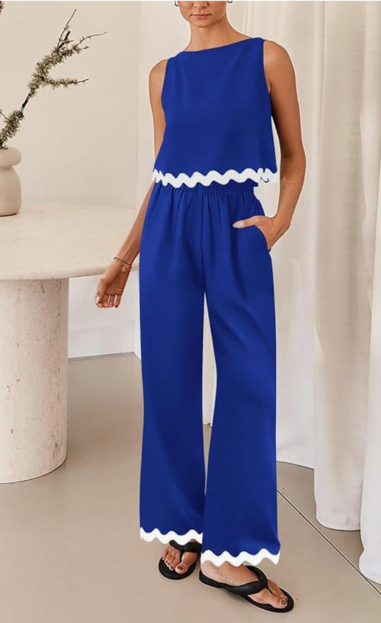 Damen elegantes Lounge-Set mit weitem Schnitt und dekorativen Wellenabschlüssen R&B