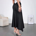 Damen nan fließender Wickel-Stufenrock mit asymmetrischem Saum und Bindering R&B
