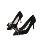 Damen elegante Stiletto-Pumps mit funkelnder Schleifenverzierung R&B