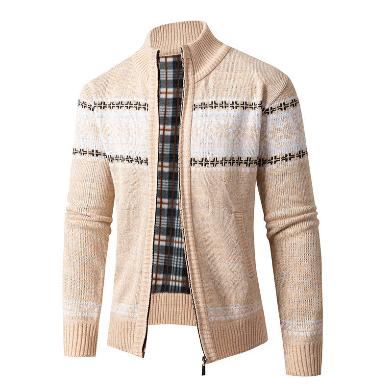 Herren Strickjacke mit hohem Kragen und modernem Zipper R&B