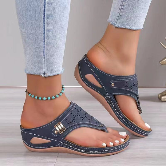 Damen nan ergonomische orthopädische Zehensteg-Sandalen mit gepolstertem Fußbett R&B