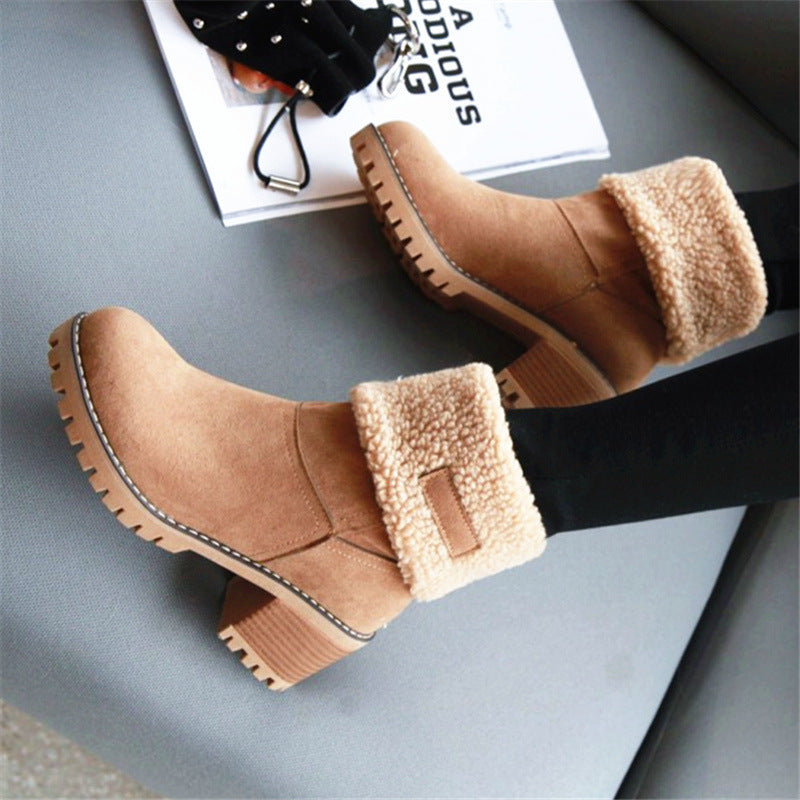 Damen warme Winterstiefel mit kuscheligem Kunstfellrand und robuster Profilsohle R&B