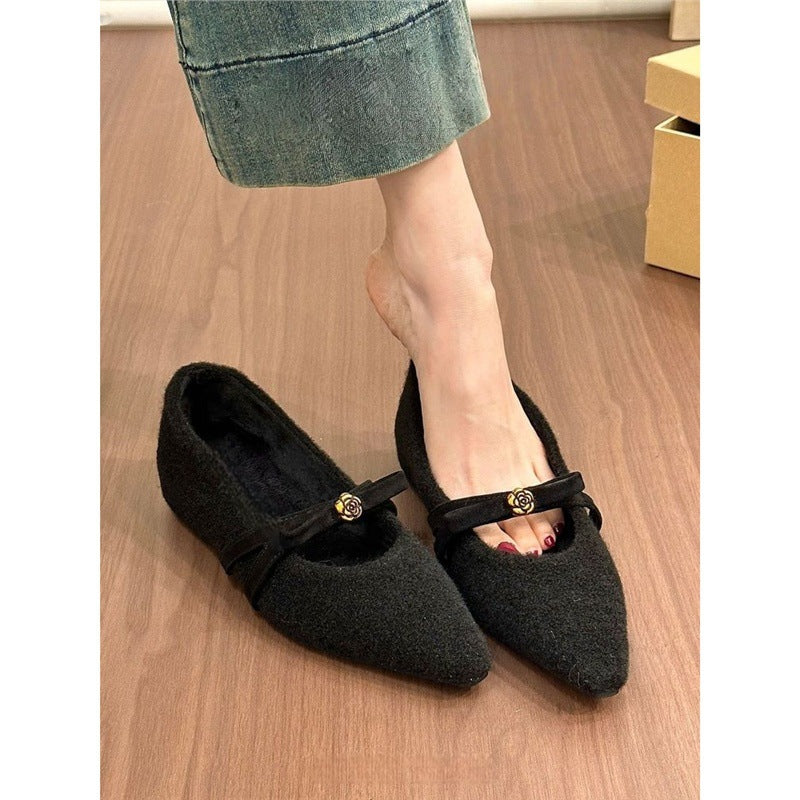 Damen spitze Ballerinas mit zierlichem Blumenakzent R&B