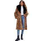 Damen Eleganter Kunstpelzmantel mit breitem Kragen R&B