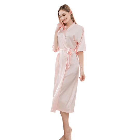 Damen luxuriöser Satin-Bademantel R&B