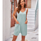 Damen sportlicher Jumpsuit mit praktischen Taschen und weitem Schnitt R&B