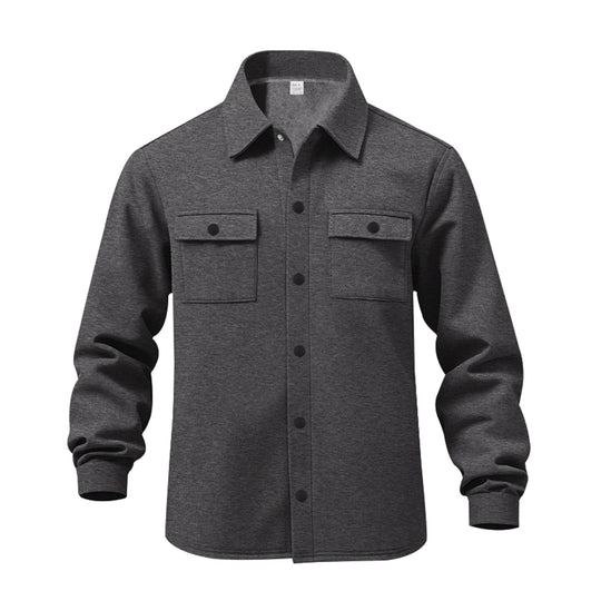 Herren lässige Button-Down Hemdjacke mit zwei seitlichen Brusttaschen und klassischem Kragen R&B