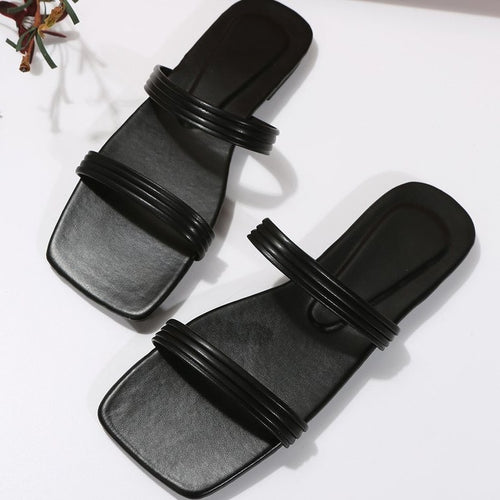 Damen modische Riemchensandalen mit eleganten Querstreifen R&B