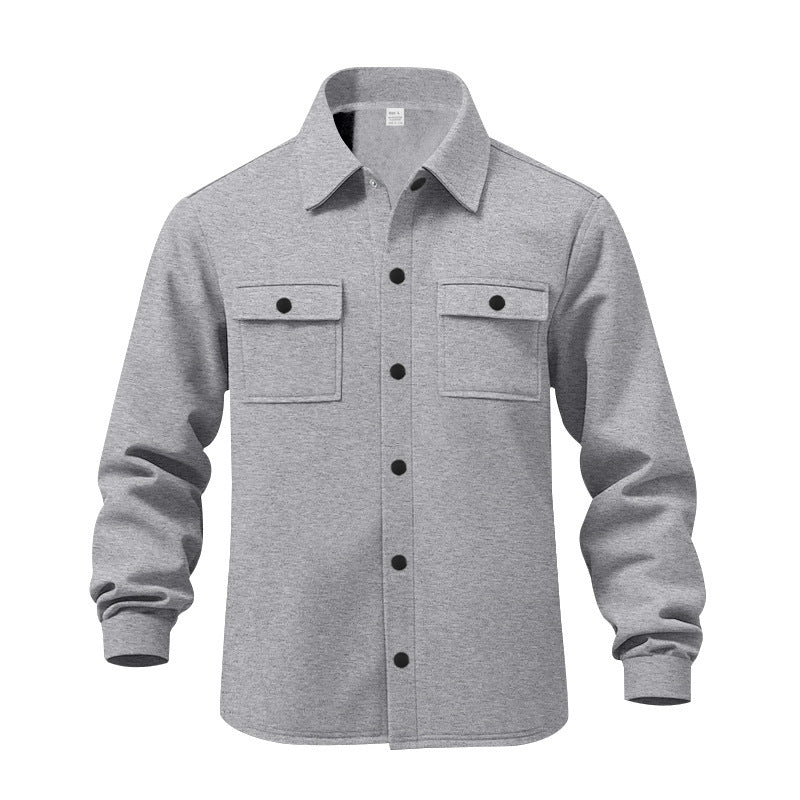 Herren nan gefütterte Hemdjacke mit Fleecefutter, aufgesetzten Brustklappen und Druckknopfleiste R&B