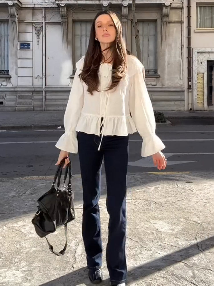 Damen Bluse mit voluminösen Ärmeln und elastischem Bund R&B