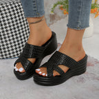 Damen Wedge-Pantoletten mit modischem Kreuzband-Design und komfortabler Sohle R&B