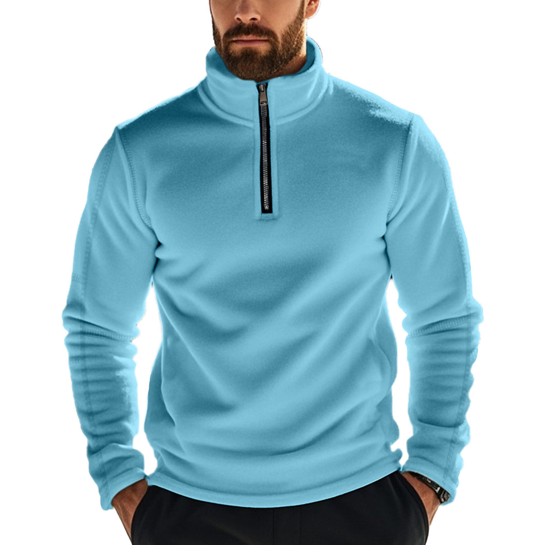 Herren Fleece-Pullover mit hohem Kragen und praktischer Reißverschlussöffnung R&B