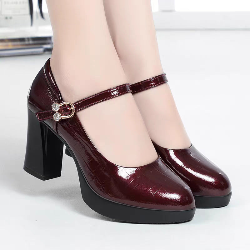 Damen Mary Jane Pumps mit Riemchen und elegantem Blockabsatz R&B