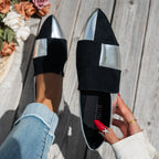 Damen modische Slipper mit glänzendem Obermaterial und weichem Fußbett R&B